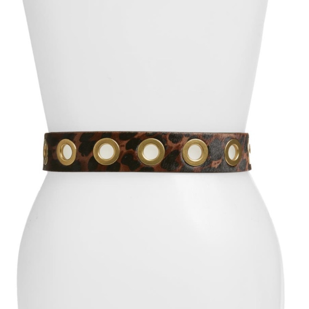 All Saints Genuine Calf Hair Grommet Belt - Picture 2 of 10